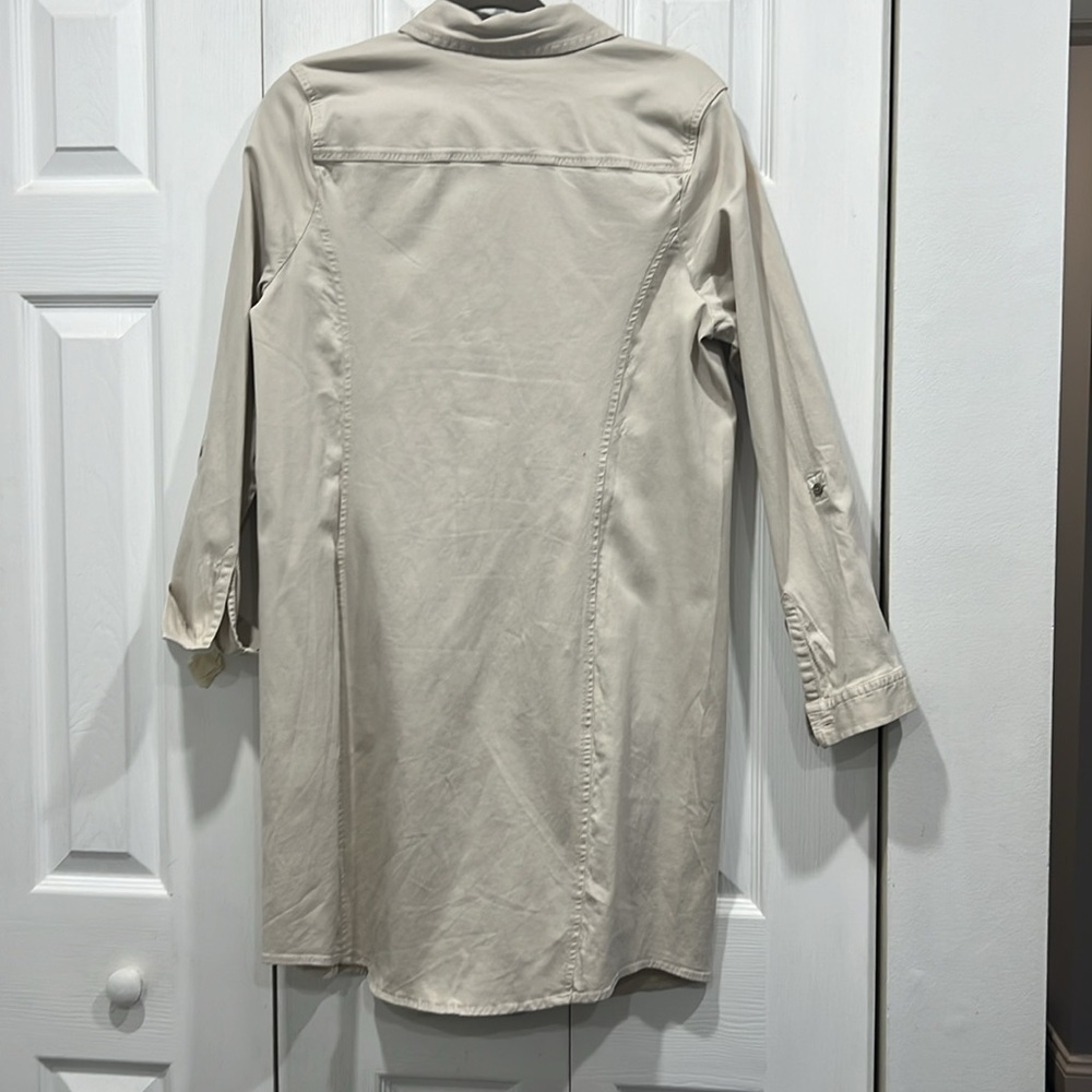 J. Jill Missy kakhi long sleeve roll tab shirt dress size 12 - Picture 8 of 11